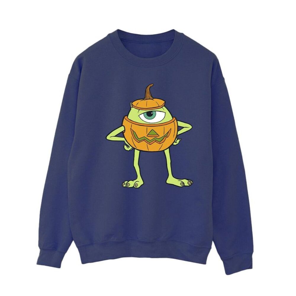 Monsters Inc Womens/Ladies Mike Pumpkin Halloween Sweatshirt / Navy Blue